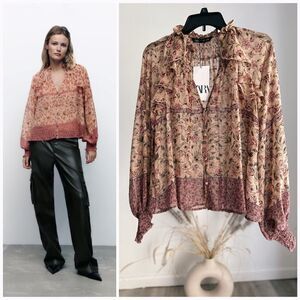 ZARA FLORAL PRINT SHIRT NEW